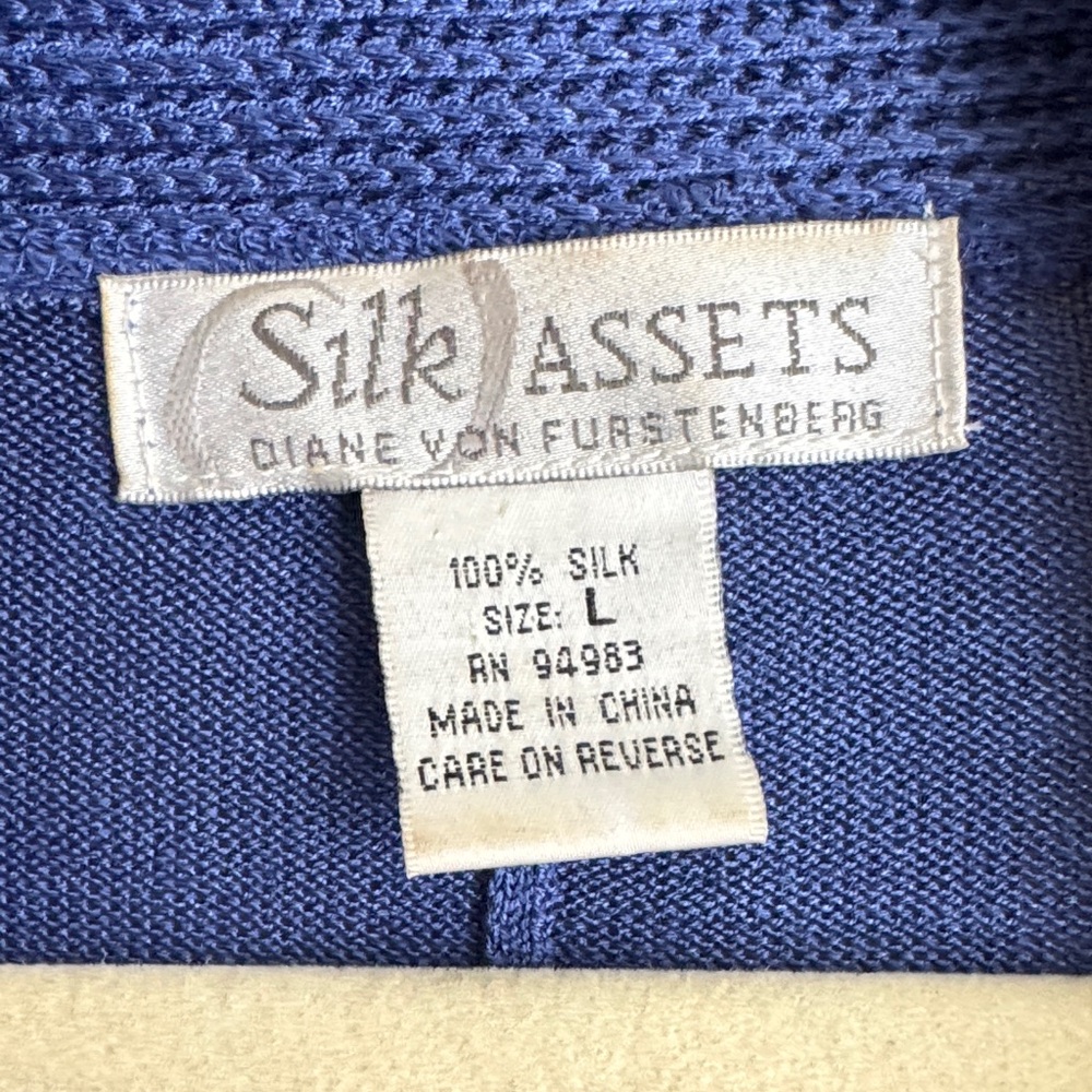 DVF Silk Assets Blue Women's Sweater Large 100% Silk - Picture 2 of 8